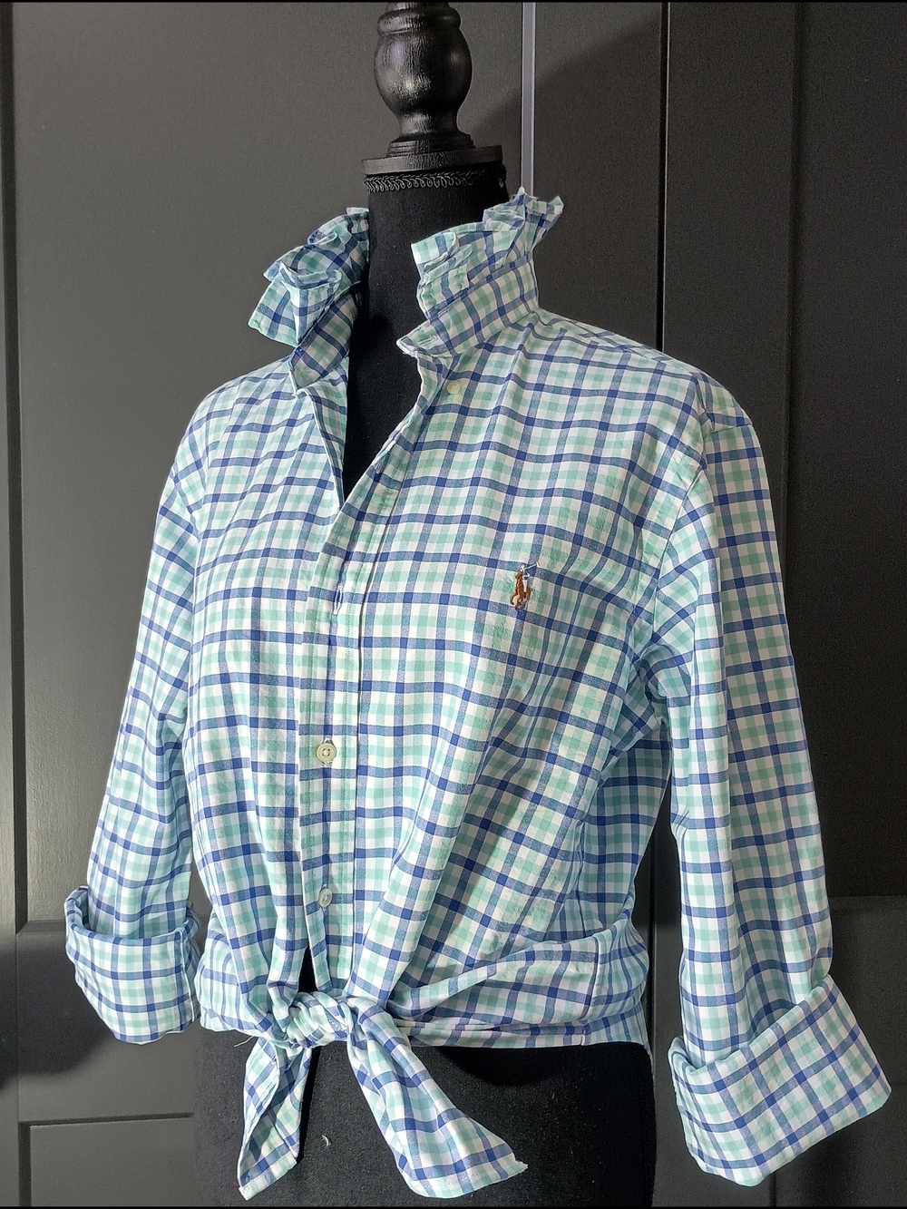Upcycled Women's Ralph Lauren Ruffled Collar Shirt #046 - Picture 3 of 9